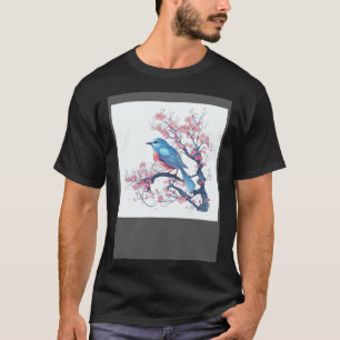Elegant and Eye Catching Eastern Blue Bird on Blos T-Shirt