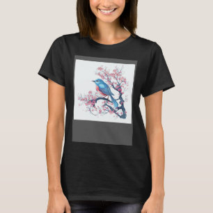 Elegant and Eye Catching Eastern Blue Bird on Blos T-Shirt