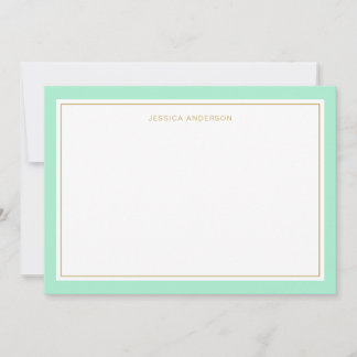Elegant And Feminine Mint Gold Border Personalised Card