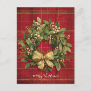 Elegant and Festive Christmas Wreath Design Holiday Postcard