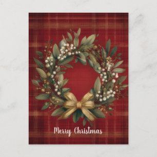 Elegant and Festive Christmas Wreath Design Holiday Postcard