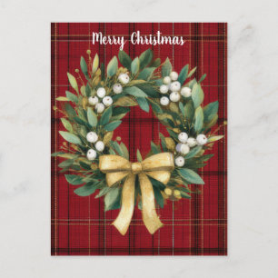 Elegant and Festive Christmas Wreath Design Postca Holiday Postcard