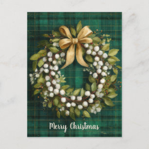 Elegant and Festive Christmas Wreath Design Postcard