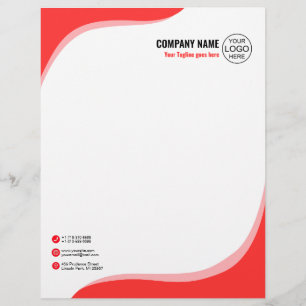 Elegant and fluid red custom letterhead