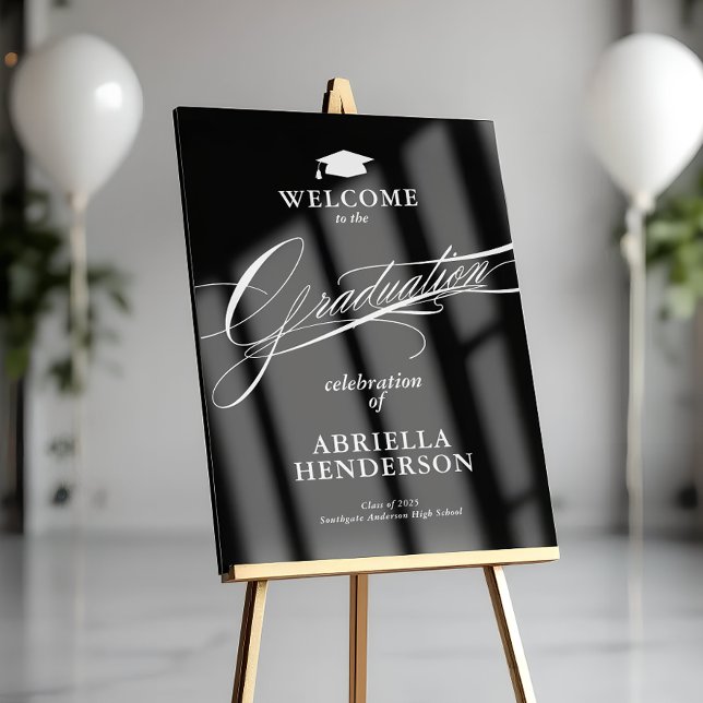 Elegant and Formal Script Graduation Acrylic Sign (Elegant Acrylic Graduation Welcome Sign)