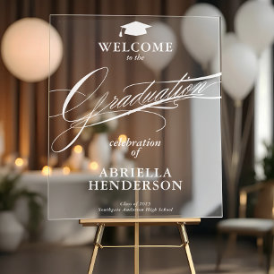 Elegant and Formal Script Graduation Acrylic Sign