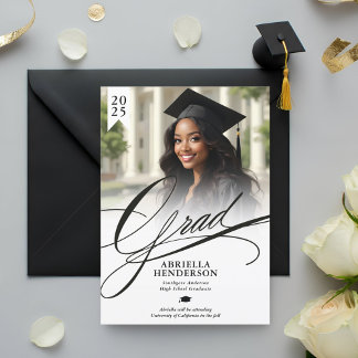 Elegant and Formal Script Graduation Announcement