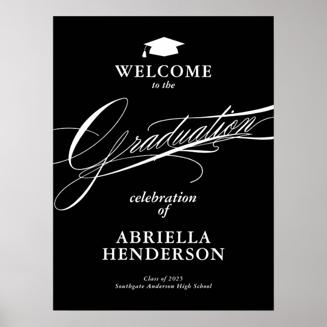 Elegant and Formal Script Graduation Welcome Poster (Front)