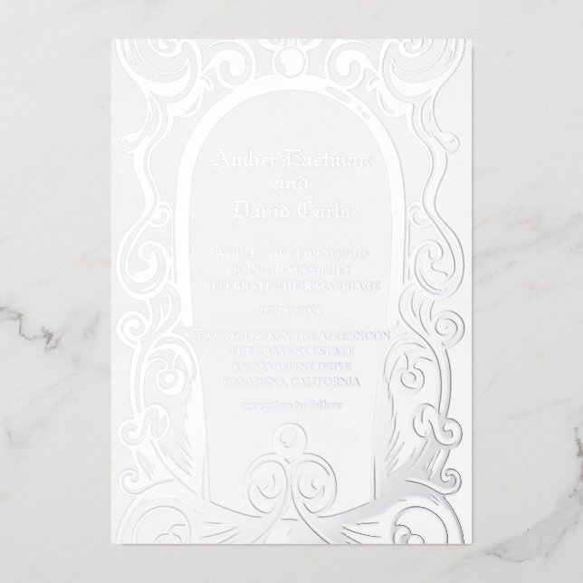 elegant and formal wedding invitation silver (Front)