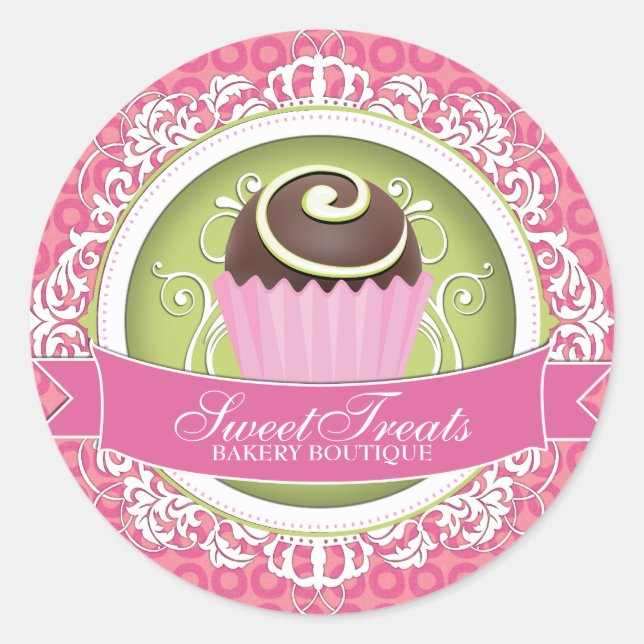 Elegant and Fun Bakery Box Stickers (Front)