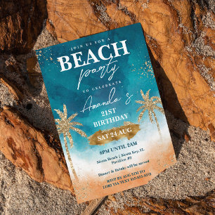 Elegant and Fun Beach Birthday Party Invitation