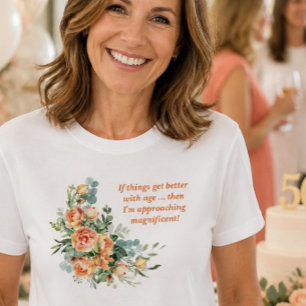 Elegant and Fun Floral 50th Birthday T-Shirt