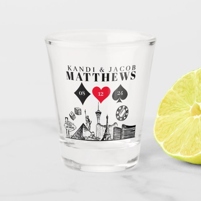 Elegant and Fun Las Vegas Wedding Shot Glass (Front)
