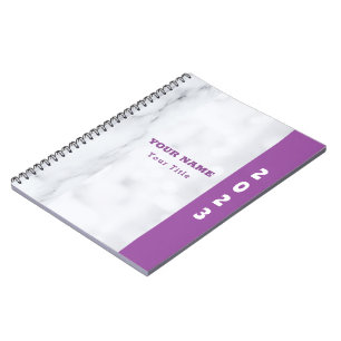 Elegant and Functional Name Customise White Marble Notebook