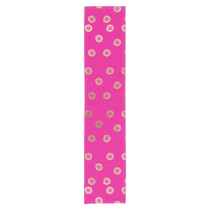 Elegant and Girly Faux Gold Glitter Dots Hot Pink Short Table Runner