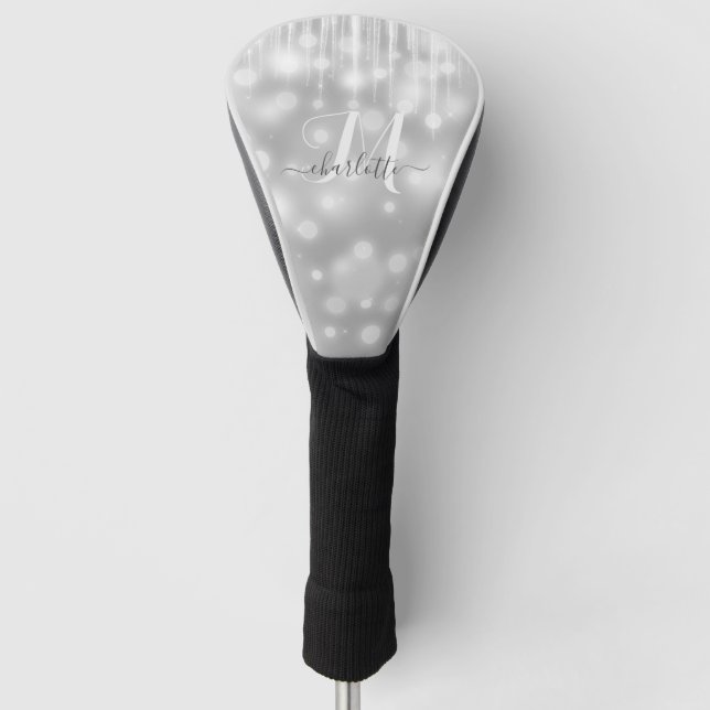 Elegant and Glitzy Grey/Grey Sparkle Golf Head Cover (Front)