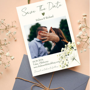 Elegant and Greenery Floral Wedding Save The Date