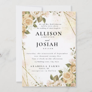 Elegant and lively golden wedding invitation