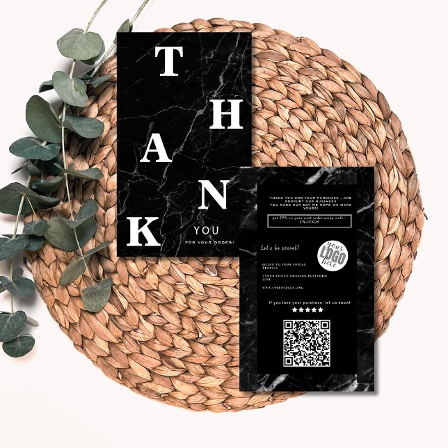 Elegant and luxury black marble Oder thank you Business Card (Creator Uploaded)