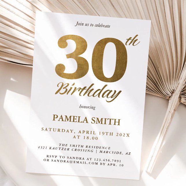 Elegant and luxury classic faux gold 30th birthday invitation (Creator Uploaded)