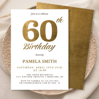 Elegant and luxury classic faux gold 60th birthday invitation