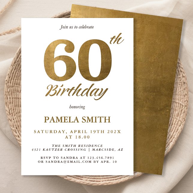 Elegant and luxury classic faux gold 60th birthday invitation (Creator Uploaded)