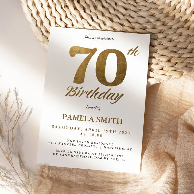 Elegant and luxury classic faux gold 70th birthday invitation (Creator Uploaded)