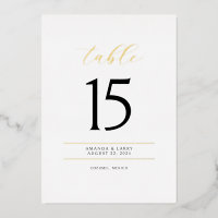 Elegant and Minimal Foil Table Number Cards