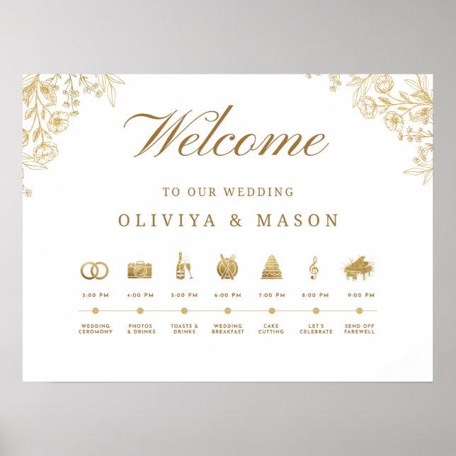 Elegant and Minimal Wedding Order of Events Sign  (Front)