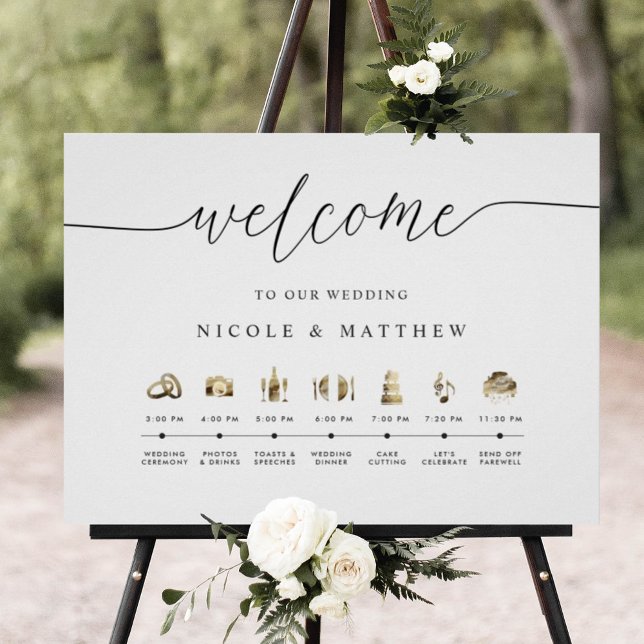 Elegant and Minimal Wedding Order of Events Sign (Creator Uploaded)