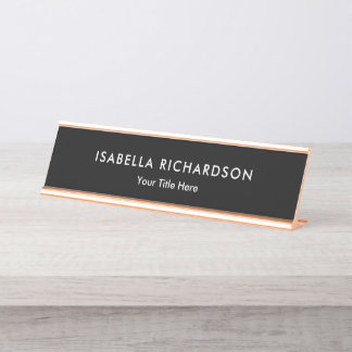 Elegant And Minimalist Black Desk Name Plate