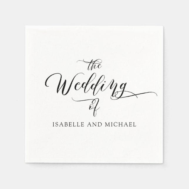 Elegant and Minimalist Personalised Wedding Napkin (Front)