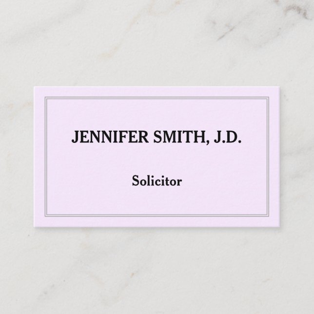 Elegant and Minimalist Solicitor Business Card (Front)