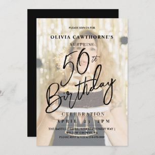Elegant and Modern 50th Photo Birthday Invitatio Invitation