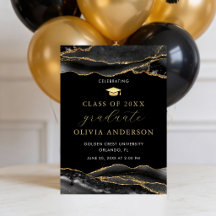 Elegant and Modern Black & Gold Graduation