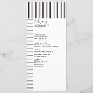 Elegant and Modern Black White Pinstripes Menu