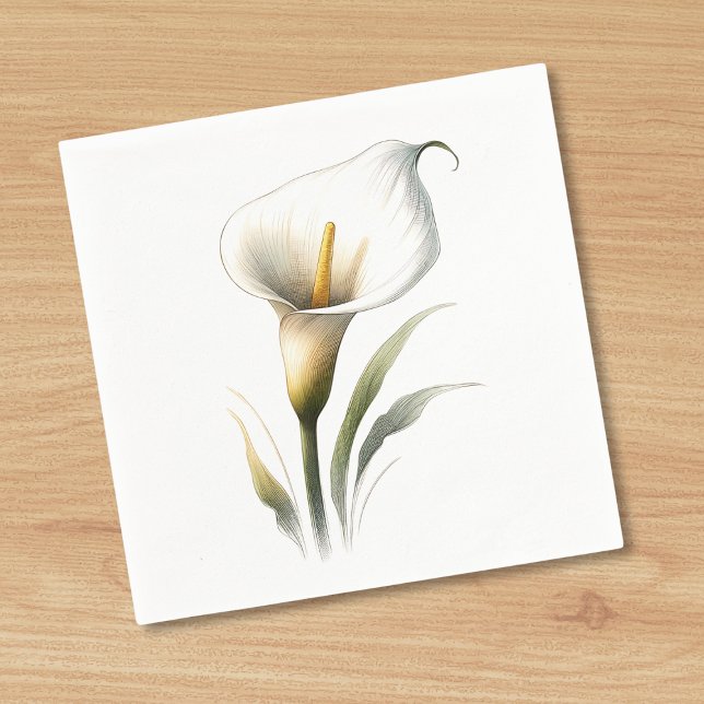 Elegant and Modern Calla Lily Chic Cocktail Napkin (Creator Uploaded)