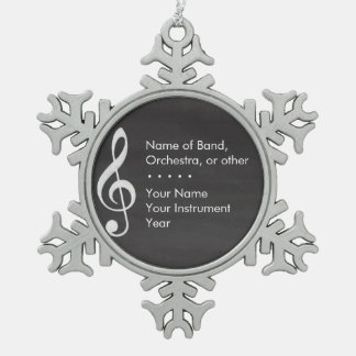 Elegant and Modern Chalkboard Musician Snowflake Pewter Christmas Ornament