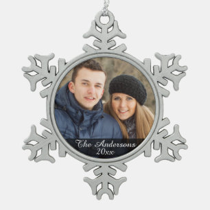 Elegant and Modern Custom Photo Snowflake Pewter Christmas Ornament