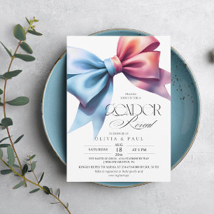 Elegant and modern Gender Reveal Baby Boy Girl Bow Invitation
