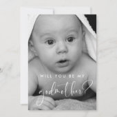 Elegant and modern Godmother proposal photo card (Front)