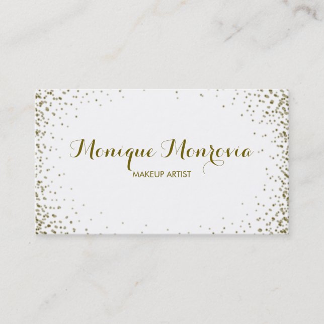 Elegant and Modern Gold Confetti Glitter Business Card (Front)