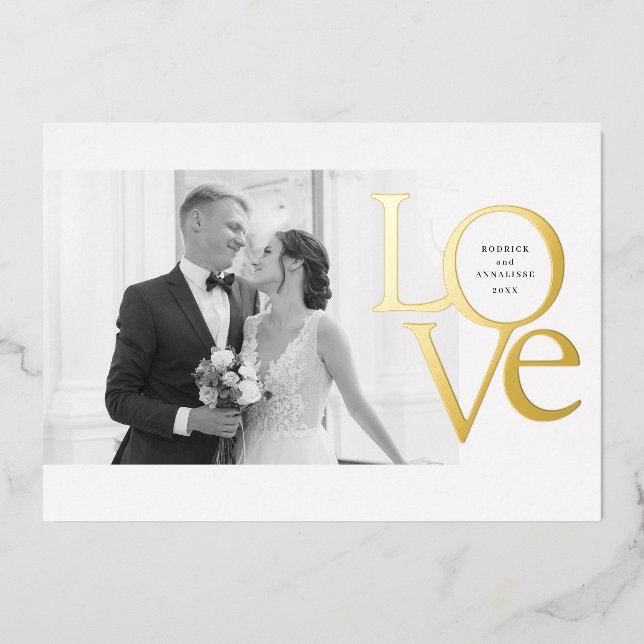 Elegant and Modern Love and Thanks Wedding Photo (Front)