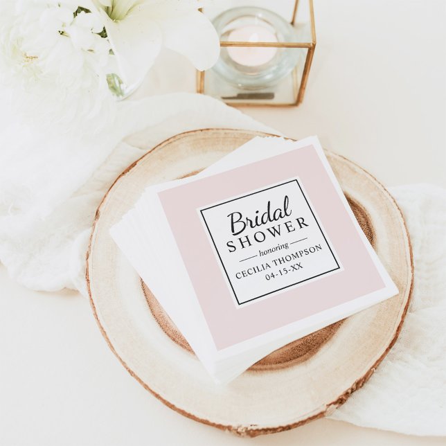 Elegant and Modern Pale Pink Wedding Bridal Shower Napkin (Creator Uploaded)