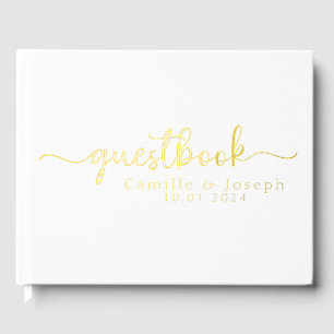 Elegant and Modern Personalised Black Foil Guest Book