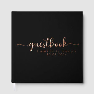 Elegant and Modern Personalised Black Foil Guest Book