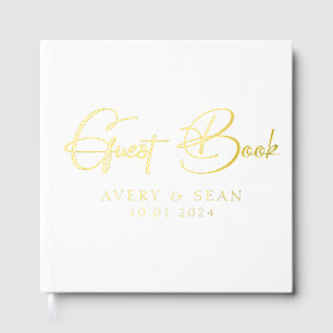 Elegant and Modern Personalised Black & Gold Foil Guest Book