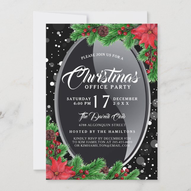Elegant and Modern Poinsettia Party Invitation (Front)