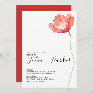 Elegant and Modern Poppy Red Wedding Invitation