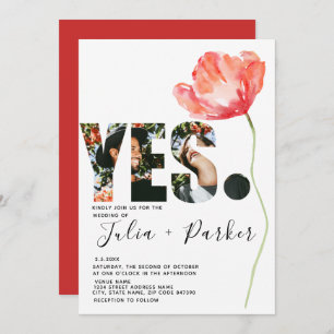 Elegant and Modern Poppy Red Wedding Invitation